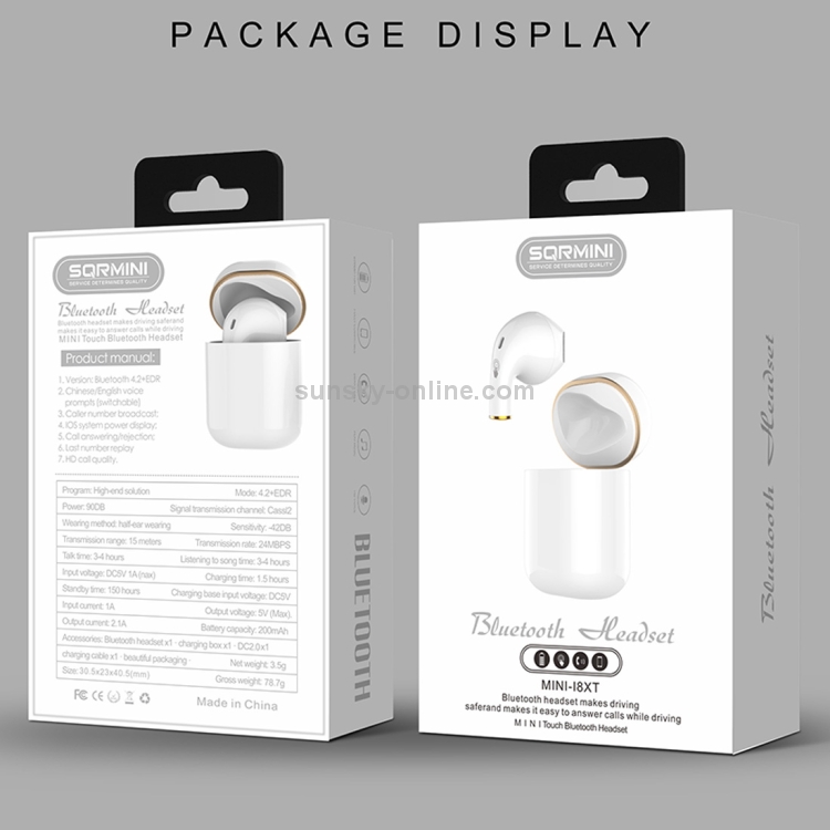 MINI-I8XT Touch Control Earbuds TWS Sports Wireless Bluetooth V4.2 + EDR Headset with Charging Case MINI-I8XT Touch Control Earbuds TWS Sports Wireless Bluetooth V4.2 + EDR Headset with Charging Case