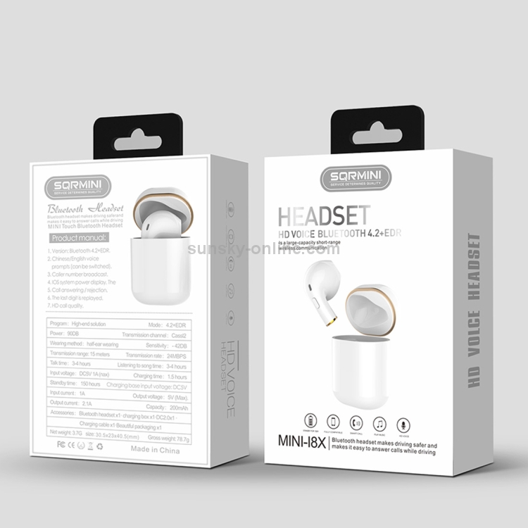 MINI-I8X Mini Noise Cancelling Earbuds Sports Wireless Bluetooth V4.2 + EDR TWS Headset with Charging Case MINI-I8X Mini Noise Cancelling Earbuds Sports Wireless Bluetooth V4.2 + EDR TWS Headset with Charging Case