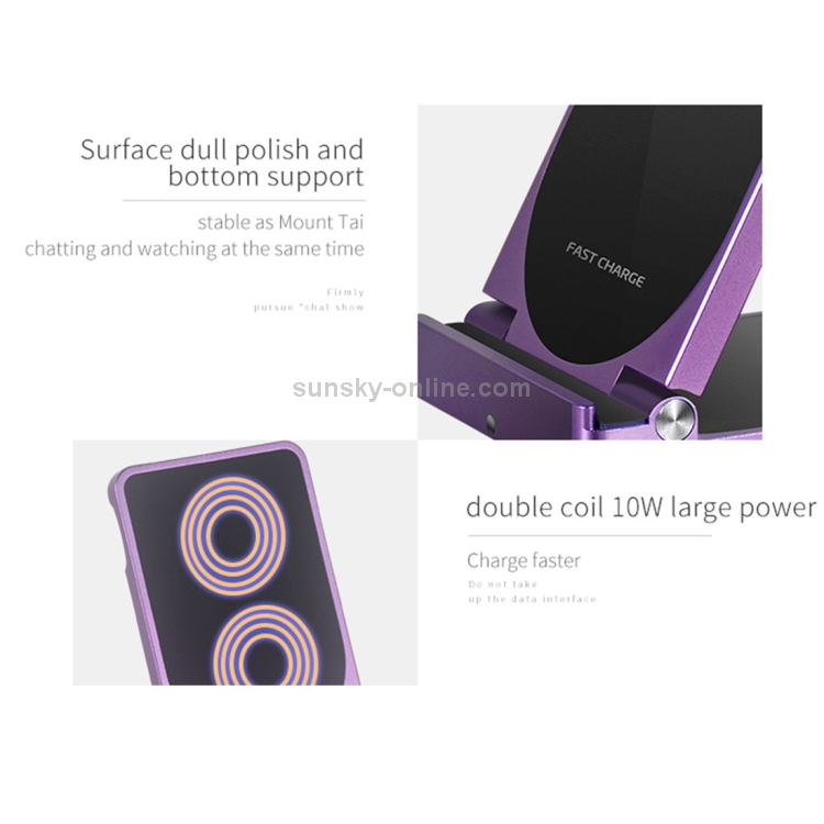 Q6 Desktop Foldable Aluminium Alloy Phone Holder 10W Dual Coils Fast Charging Qi Wireless Charger Q6 Desktop Foldable Aluminium Alloy Phone Holder 10W Dual Coils Fast Charging Qi Wireless Charger