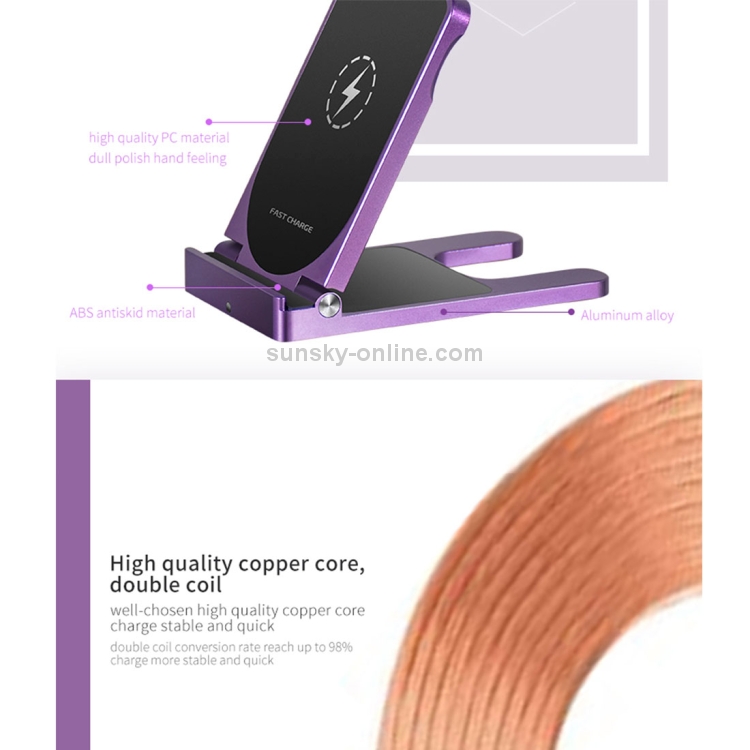 Q6 Desktop Foldable Aluminium Alloy Phone Holder 10W Dual Coils Fast Charging Qi Wireless Charger Q6 Desktop Foldable Aluminium Alloy Phone Holder 10W Dual Coils Fast Charging Qi Wireless Charger