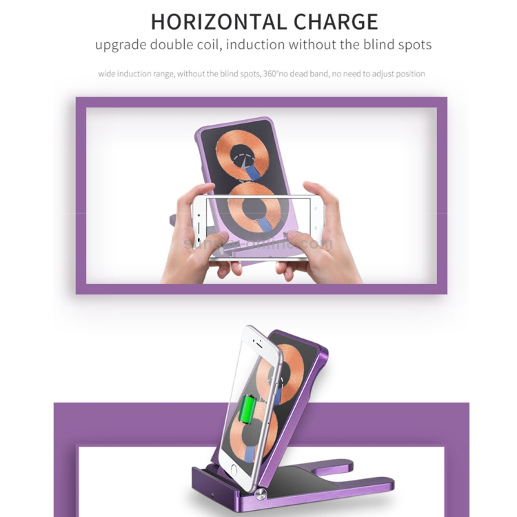 Q6 Desktop Foldable Aluminium Alloy Phone Holder 10W Dual Coils Fast Charging Qi Wireless Charger Q6 Desktop Foldable Aluminium Alloy Phone Holder 10W Dual Coils Fast Charging Qi Wireless Charger