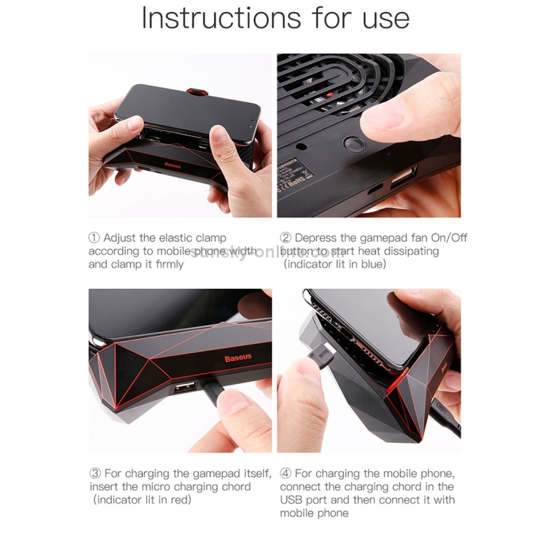 Baseus 4 in 1 Phone Gaming Handle Grip with Rapid Cooling Fan Radiator & Holder & 2000mAh Li-ion Back Up Battery Baseus 4 in 1 Phone Gaming Handle Grip with Rapid Cooling Fan Radiator & Holder & 2000mAh Li-ion Back Up Battery