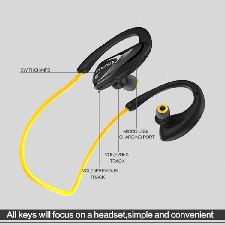 AWEI A880BL Waterproof Sports Bluetooth CSR4.1 Earphone Wireless Stereo Headset With NFC Function(Black) AWEI A880BL Waterproof Sports Bluetooth CSR4.1 Earphone Wireless Stereo Headset With NFC Function(Black)