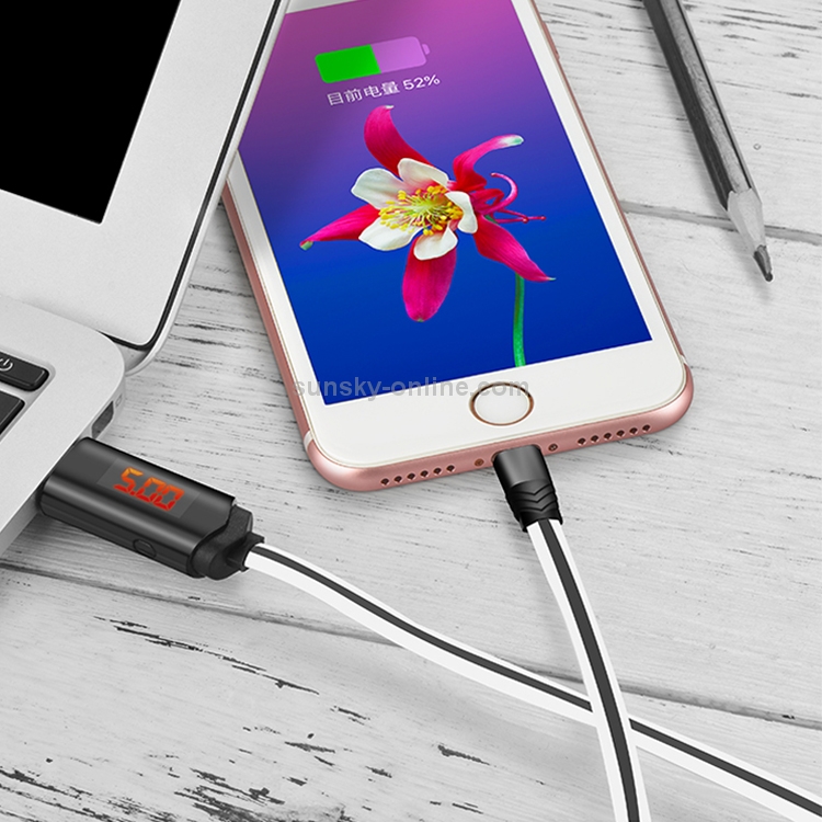Hoco U29 1m 2A 8 Pin to USB Data Sync Charging Cable with Display & Timing Hoco U29 1m 2A 8 Pin to USB Data Sync Charging Cable with Display & Timing