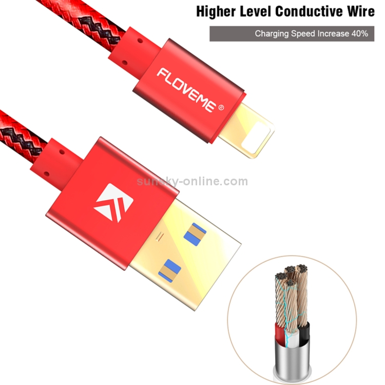 FLOVEME 2.1A 1.2m Nylon Weave Style USB to 8 Pin Data Sync Charging Cable FLOVEME 2.1A 1.2m Nylon Weave Style USB to 8 Pin Data Sync Charging Cable
