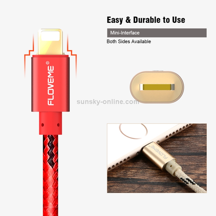 FLOVEME 2.1A 1.2m Nylon Weave Style USB to 8 Pin Data Sync Charging Cable FLOVEME 2.1A 1.2m Nylon Weave Style USB to 8 Pin Data Sync Charging Cable