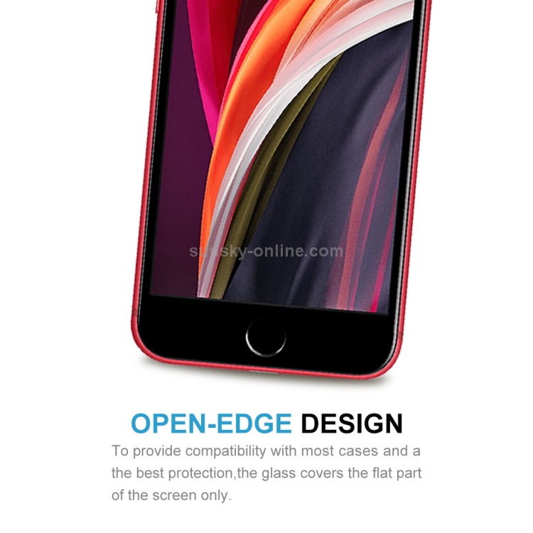 Para iPhone SE 2022/2020 Película de vidrio templado de aluminio alto con  borde de arco grande de pantalla completa (negro)