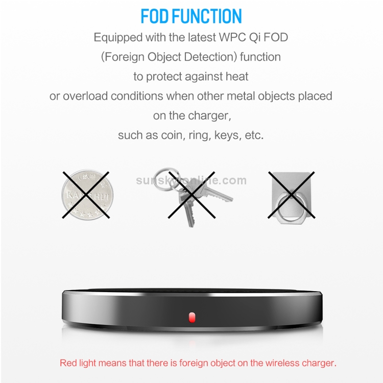 ROCK W4 DC 5V 2A / 9V 1.67A 10W Max Output Qi Standard Quick Wireless Charger
