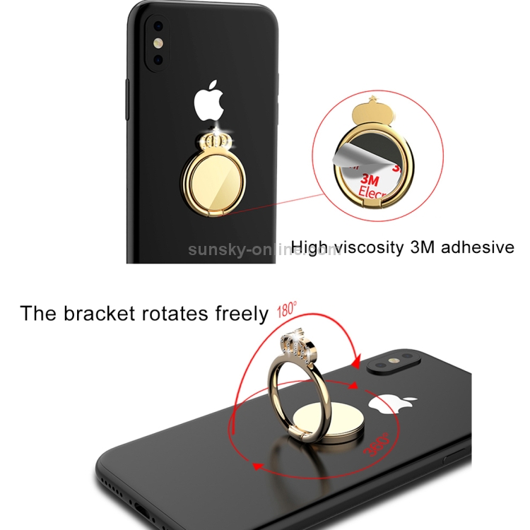 lenuo 360 Degrees Rotation Metal Imperial Crown Shape Phone Ring Holder with Magnetic Function (Black) lenuo 360 Degrees Rotation Metal Imperial Crown Shape Phone Ring Holder with Magnetic Function (Black)