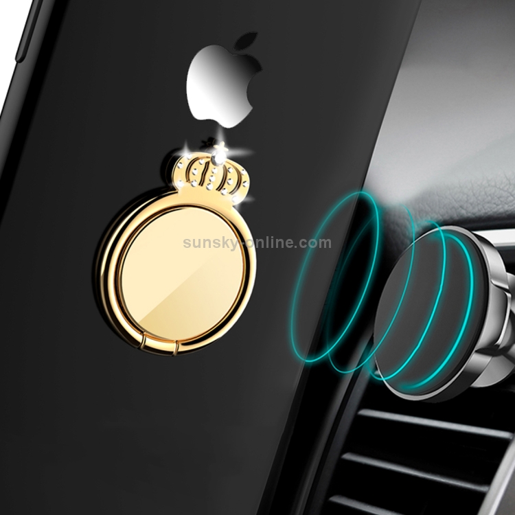 lenuo 360 Degrees Rotation Metal Imperial Crown Shape Phone Ring Holder with Magnetic Function (Black) lenuo 360 Degrees Rotation Metal Imperial Crown Shape Phone Ring Holder with Magnetic Function (Black)