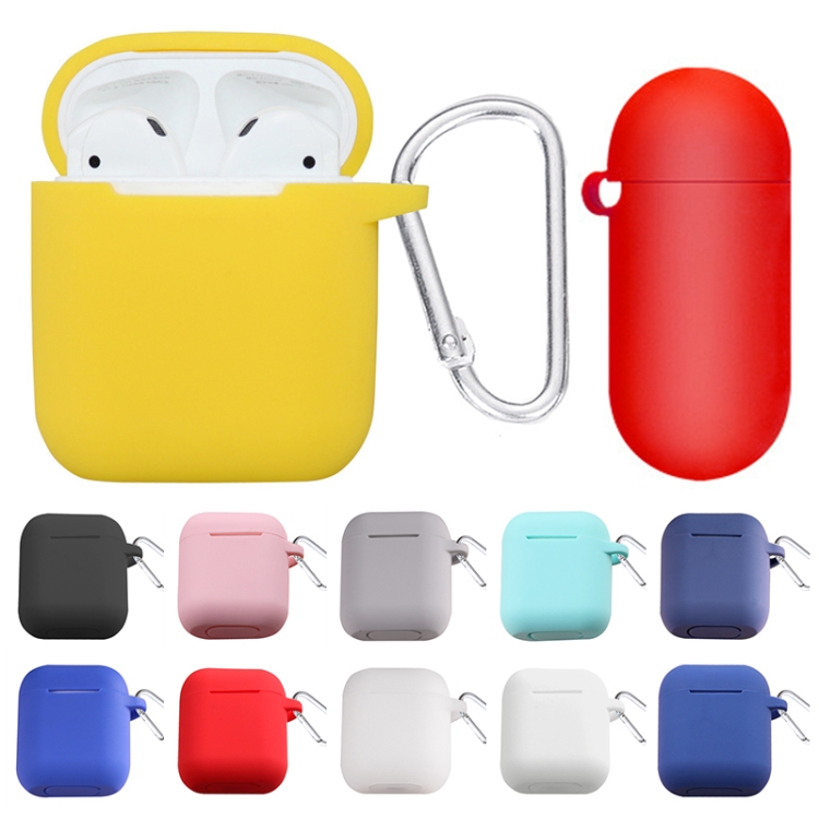 Thicken Cover Anti-drop Dust-proof Buckle Bluetooth Earphone Silicone Case  For Apple Airpods(red)