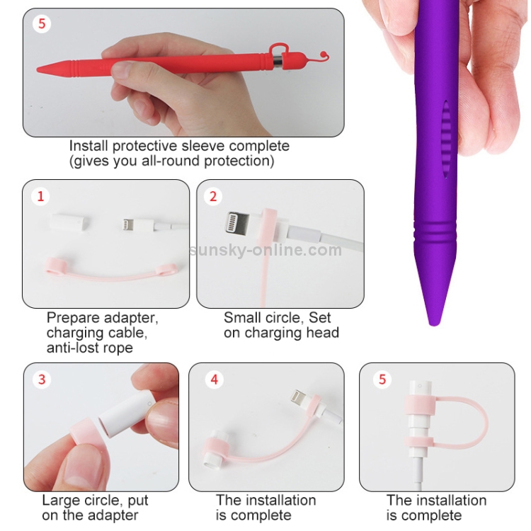 Apple Pen Cover Funda protectora antipérdida para Apple Pencil (Morado) - 4