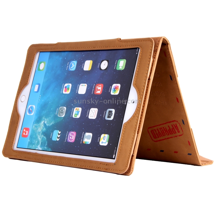 SWISH for iPad Air 2 / Air Envelope Style Deutsche Bundespost Three-folding Leather Case with Holder