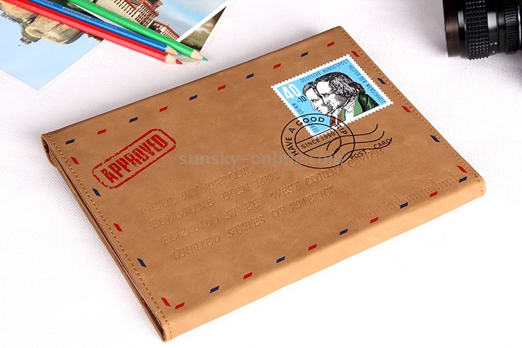 SWISH for iPad Air 2 / Air Envelope Style Deutsche Bundespost Three-folding Leather Case with Holder