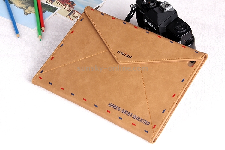SWISH for iPad Air 2 / Air Envelope Style Deutsche Bundespost Three-folding Leather Case with Holder