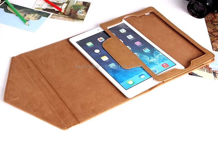SWISH for iPad Air 2 / Air Envelope Style Deutsche Bundespost Three-folding Leather Case with Holder