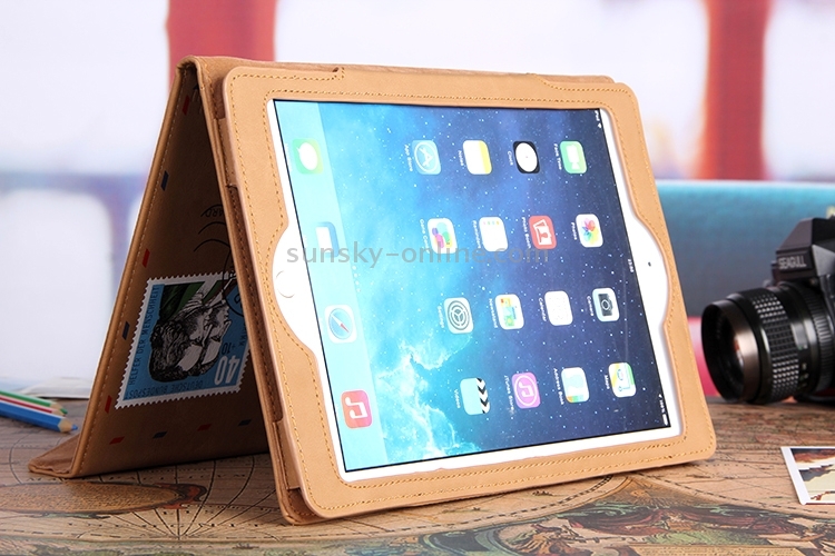SWISH for iPad Air 2 / Air Envelope Style Deutsche Bundespost Three-folding Leather Case with Holder