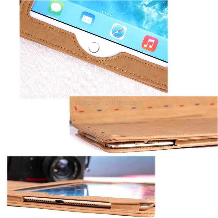 SWISH for iPad Air 2 / Air Envelope Style Deutsche Bundespost Three-folding Leather Case with Holder