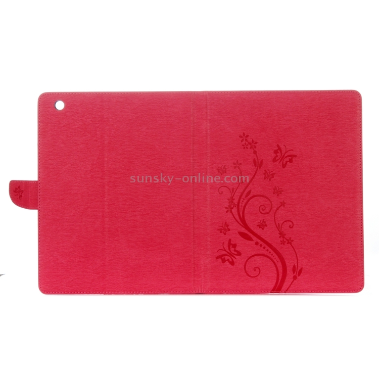 For iPad 4 Pressed Flowers Butterfly Pattern Horizontal Flip PU Leather Case with Magnetic Buckle & Holder & Card Slots & Wallet(Magenta)