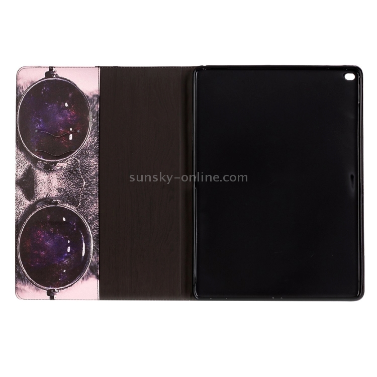 For iPad Pro 12.9 inch Painting Wearing Glasses Cat Pattern Horizontal Flip Leather Case with Holder