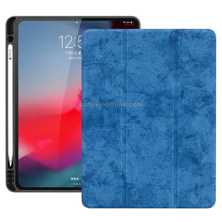 Horizontal Flip Leather Case with Pen Slot Three-folding Holder & Wake-up / Sleep Function for iPad Air 13 2024 / Pro 12.9 (2018)(Blue) Horizontal Flip Leather Case with Pen Slot Three-folding Holder & Wake-up / Sleep Function for iPad Air 13 2024 / Pro 12.9 (2018)(Blue)