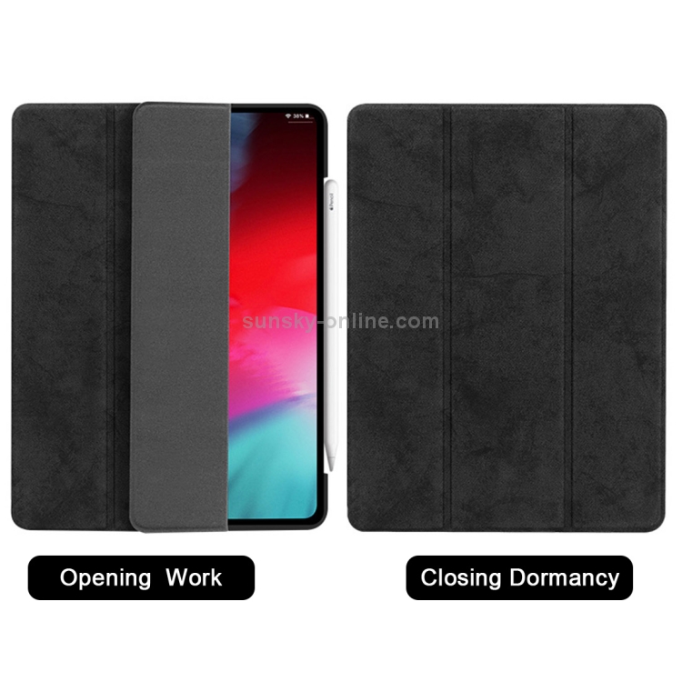 Horizontal Flip Leather Case with Pen Slot Three-folding Holder & Wake-up / Sleep Function for iPad Air 13 2024 / Pro 12.9 (2018)(Blue) Horizontal Flip Leather Case with Pen Slot Three-folding Holder & Wake-up / Sleep Function for iPad Air 13 2024 / Pro 12.9 (2018)(Blue)