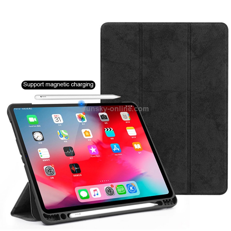 Horizontal Flip Leather Case with Pen Slot Three-folding Holder & Wake-up / Sleep Function for iPad Air 13 2024 / Pro 12.9 (2018)(Blue) Horizontal Flip Leather Case with Pen Slot Three-folding Holder & Wake-up / Sleep Function for iPad Air 13 2024 / Pro 12.9 (2018)(Blue)