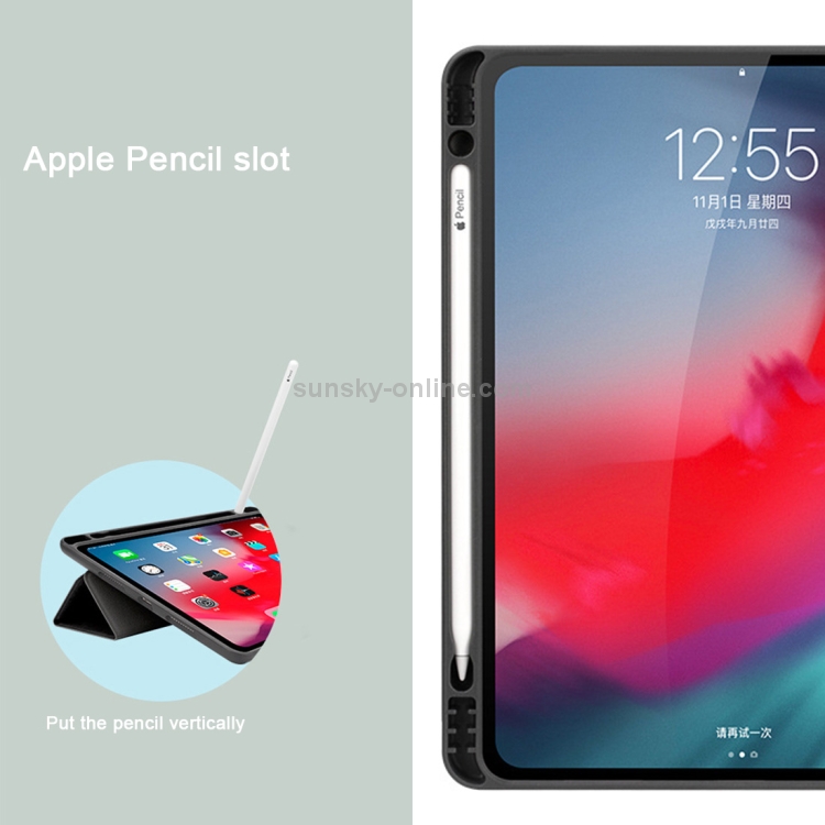 Horizontal Flip Leather Case with Pen Slot Three-folding Holder & Wake-up / Sleep Function for iPad Air 13 2024 / Pro 12.9 (2018)(Blue) Horizontal Flip Leather Case with Pen Slot Three-folding Holder & Wake-up / Sleep Function for iPad Air 13 2024 / Pro 12.9 (2018)(Blue)