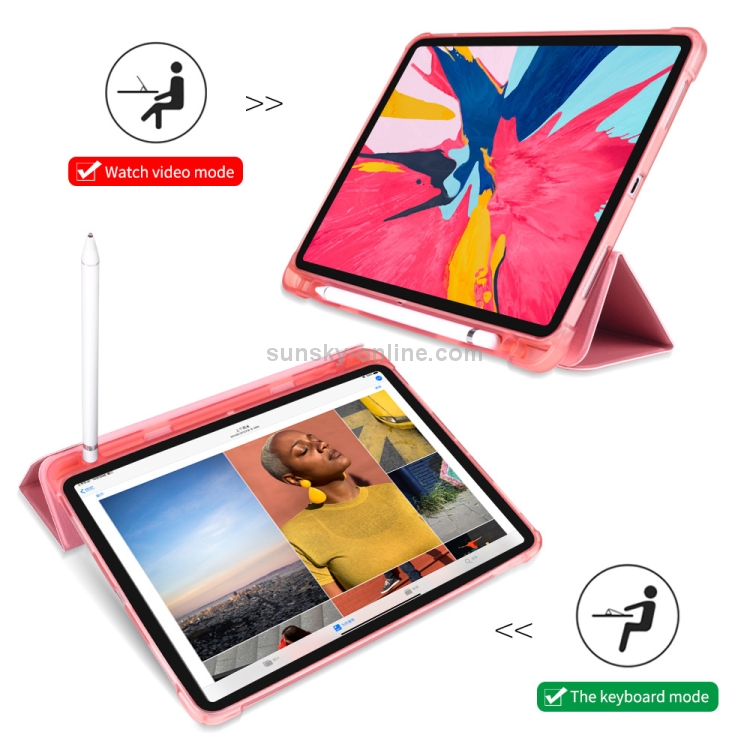 Three-folding Shockproof TPU Protective Case for iPad Pro 11 inch (2018) / (2020), with Holder & Pen Slot(Black) Three-folding Shockproof TPU Protective Case for iPad Pro 11 inch (2018) / (2020), with Holder & Pen Slot(Black)