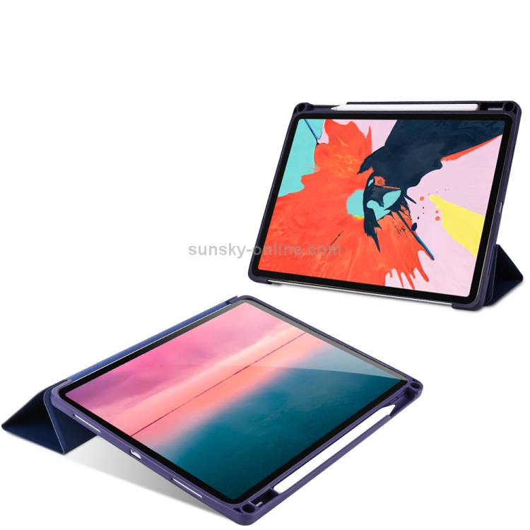 Blue Tree Pattern Horizontal Flip PU Leather Case for iPad Pro 11 (2018), with Three-folding Holder & Pen Slot Blue Tree Pattern Horizontal Flip PU Leather Case for iPad Pro 11 (2018), with Three-folding Holder & Pen Slot