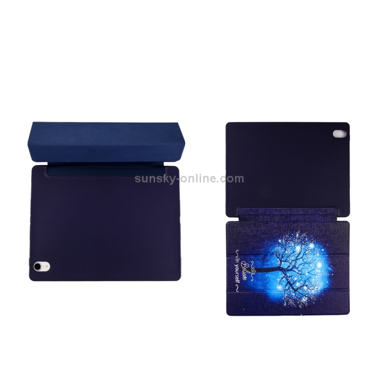 Blue Tree Pattern Horizontal Flip PU Leather Case for iPad Pro 11 (2018), with Three-folding Holder & Pen Slot Blue Tree Pattern Horizontal Flip PU Leather Case for iPad Pro 11 (2018), with Three-folding Holder & Pen Slot
