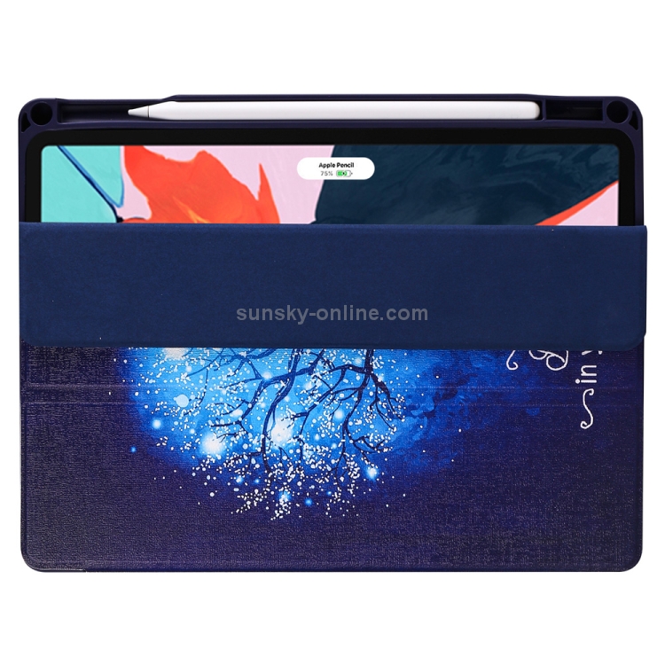 Blue Tree Pattern Horizontal Flip PU Leather Case for iPad Pro 11 (2018), with Three-folding Holder & Pen Slot Blue Tree Pattern Horizontal Flip PU Leather Case for iPad Pro 11 (2018), with Three-folding Holder & Pen Slot