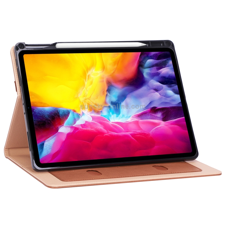 For iPad Pro 11 (2020) Retro Texture PU + TPU Horizontal Flip Leather Tablet Case with Holder & Card Slots & Hand Strap (Brown)