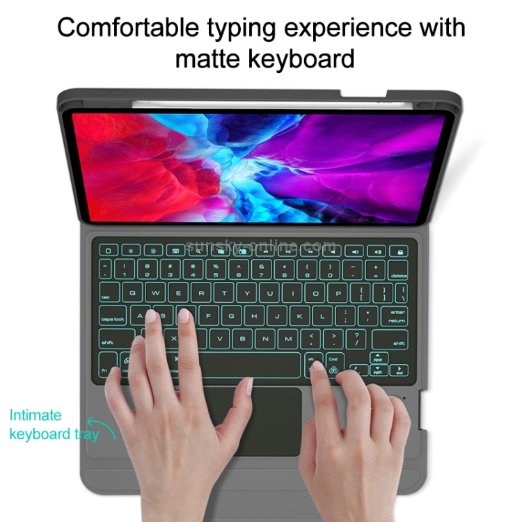 CM-11D Fabric TPU Ultra-thin Integrated Bluetooth Keyboard Leather Tablet Case with Pen Slot & Touchpad & 7-color Backlight for iPad Pro 11 inch 2020 / 2018(Rose Gold) CM-11D Fabric TPU Ultra-thin Integrated Bluetooth Keyboard Leather Tablet Case with Pen Slot & Touchpad & 7-color Backlight for iPad Pro 11 inch 2020 / 2018(Rose Gold)