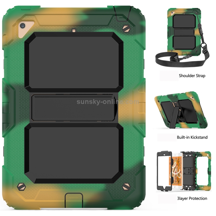 Shockproof PC + Silica Gel Protective Case for iPad Mini 2019 / Mini 4, with Holder & Shoulder Strap(Camouflage) Shockproof PC + Silica Gel Protective Case for iPad Mini 2019 / Mini 4, with Holder & Shoulder Strap(Camouflage)