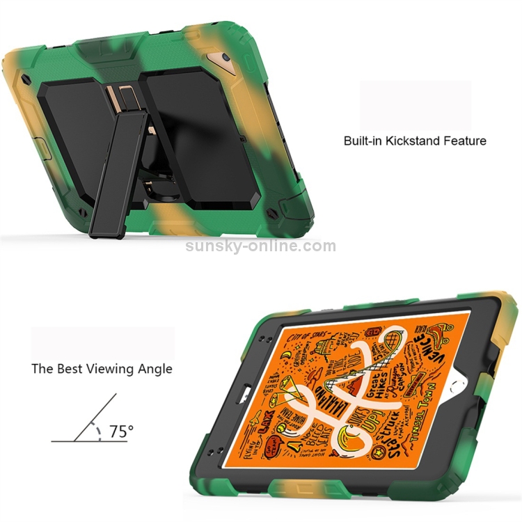 Shockproof PC + Silica Gel Protective Case for iPad Mini 2019 / Mini 4, with Holder & Shoulder Strap(Camouflage) Shockproof PC + Silica Gel Protective Case for iPad Mini 2019 / Mini 4, with Holder & Shoulder Strap(Camouflage)