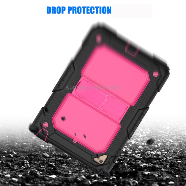 Shockproof Transparent PC + Silica Gel Protective Case for iPad Mini 2019 / Mini 4, with Holder & Shoulder Strap(Rose Red) Shockproof Transparent PC + Silica Gel Protective Case for iPad Mini 2019 / Mini 4, with Holder & Shoulder Strap(Rose Red)