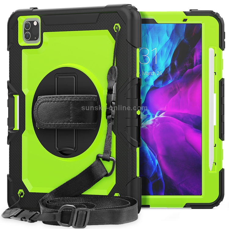 For iPad Pro 11 inch (2018) / Pro 11 inch (2020) Shockproof Black Silica Gel + Colorful PC Protective Tablet Case with Holder & Shoulder Strap & Hand Strap & Pen Slot(Green) For iPad Pro 11 inch (2018) / Pro 11 inch (2020) Shockproof Black Silica Gel + Colorful PC Protective Tablet Case with Holder & Shoulder Strap & Hand Strap & Pen Slot(Green)