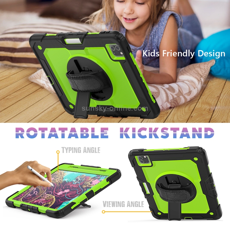 For iPad Pro 11 inch (2018) / Pro 11 inch (2020) Shockproof Black Silica Gel + Colorful PC Protective Tablet Case with Holder & Shoulder Strap & Hand Strap & Pen Slot(Green) For iPad Pro 11 inch (2018) / Pro 11 inch (2020) Shockproof Black Silica Gel + Colorful PC Protective Tablet Case with Holder & Shoulder Strap & Hand Strap & Pen Slot(Green)