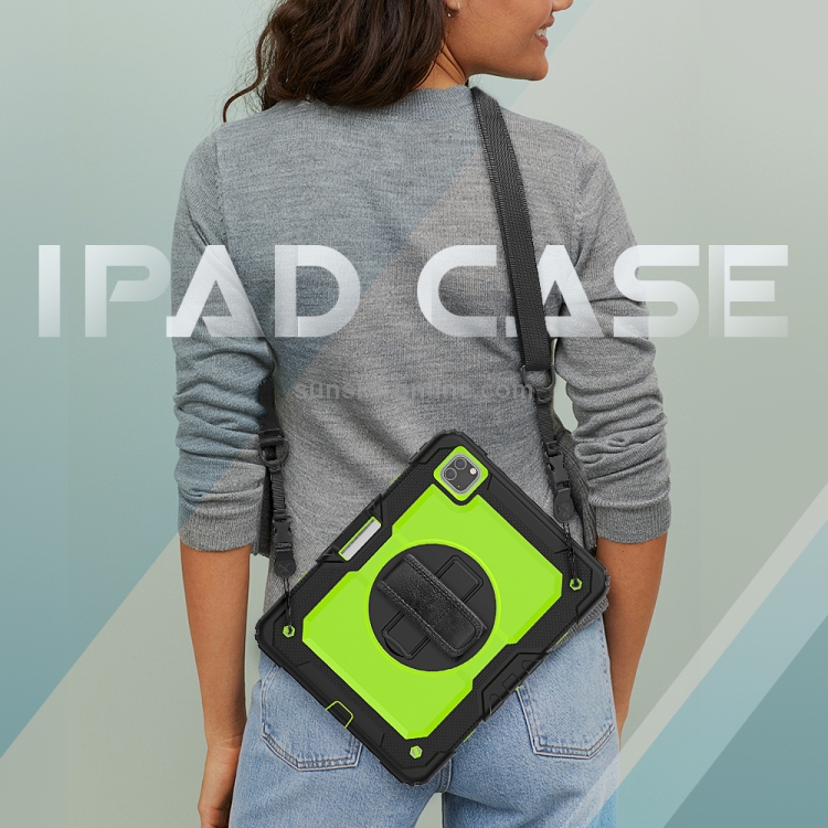 For iPad Pro 11 inch (2018) / Pro 11 inch (2020) Shockproof Black Silica Gel + Colorful PC Protective Tablet Case with Holder & Shoulder Strap & Hand Strap & Pen Slot(Green) For iPad Pro 11 inch (2018) / Pro 11 inch (2020) Shockproof Black Silica Gel + Colorful PC Protective Tablet Case with Holder & Shoulder Strap & Hand Strap & Pen Slot(Green)