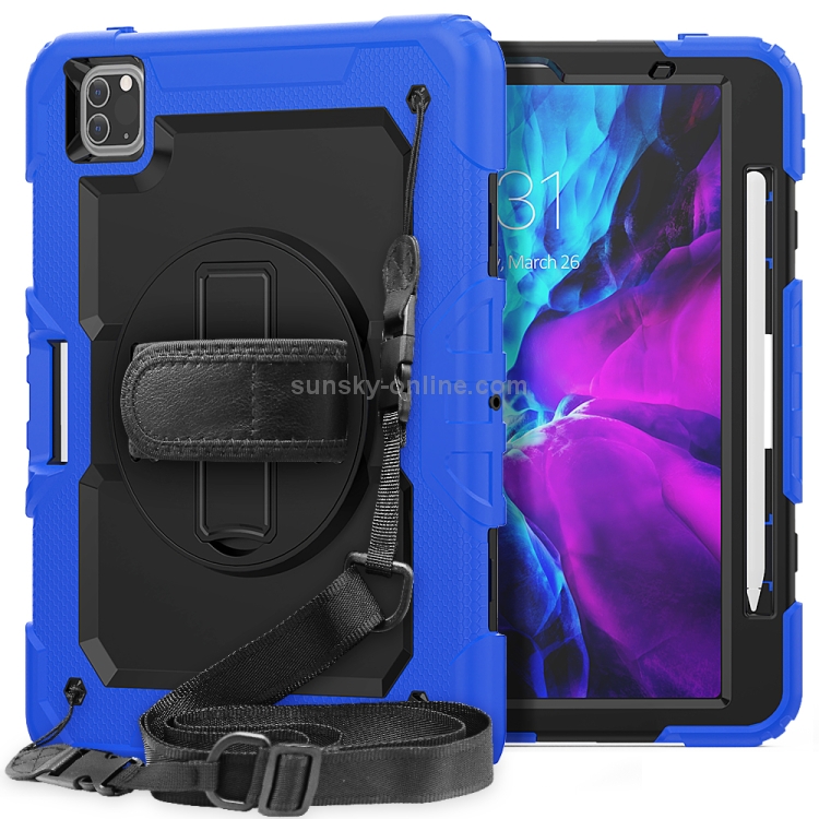 For iPad Pro 11 inch (2018) / Pro 11 inch (2020) Shockproof Colorful Silica Gel + PC Protective Tablet Case with Holder & Shoulder Strap & Hand Strap & Pen Slot(Blue) For iPad Pro 11 inch (2018) / Pro 11 inch (2020) Shockproof Colorful Silica Gel + PC Protective Tablet Case with Holder & Shoulder Strap & Hand Strap & Pen Slot(Blue)