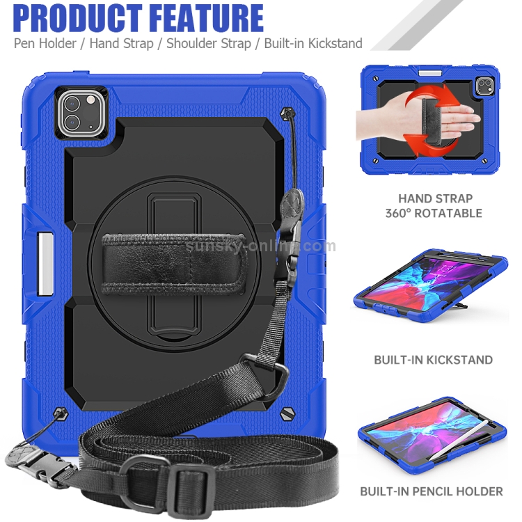 For iPad Pro 11 inch (2018) / Pro 11 inch (2020) Shockproof Colorful Silica Gel + PC Protective Tablet Case with Holder & Shoulder Strap & Hand Strap & Pen Slot(Blue) For iPad Pro 11 inch (2018) / Pro 11 inch (2020) Shockproof Colorful Silica Gel + PC Protective Tablet Case with Holder & Shoulder Strap & Hand Strap & Pen Slot(Blue)
