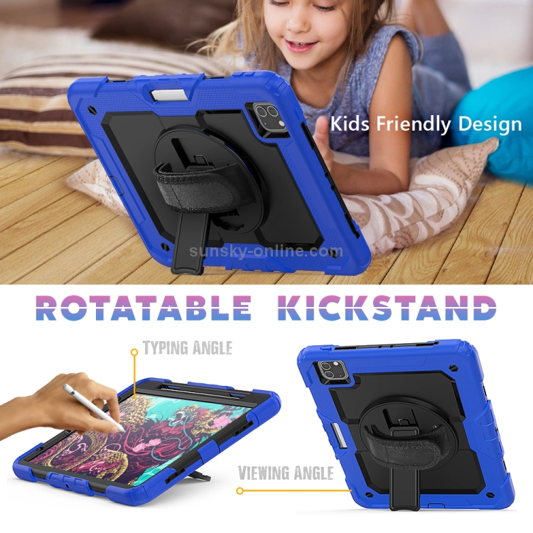 For iPad Pro 11 inch (2018) / Pro 11 inch (2020) Shockproof Colorful Silica Gel + PC Protective Tablet Case with Holder & Shoulder Strap & Hand Strap & Pen Slot(Blue) For iPad Pro 11 inch (2018) / Pro 11 inch (2020) Shockproof Colorful Silica Gel + PC Protective Tablet Case with Holder & Shoulder Strap & Hand Strap & Pen Slot(Blue)