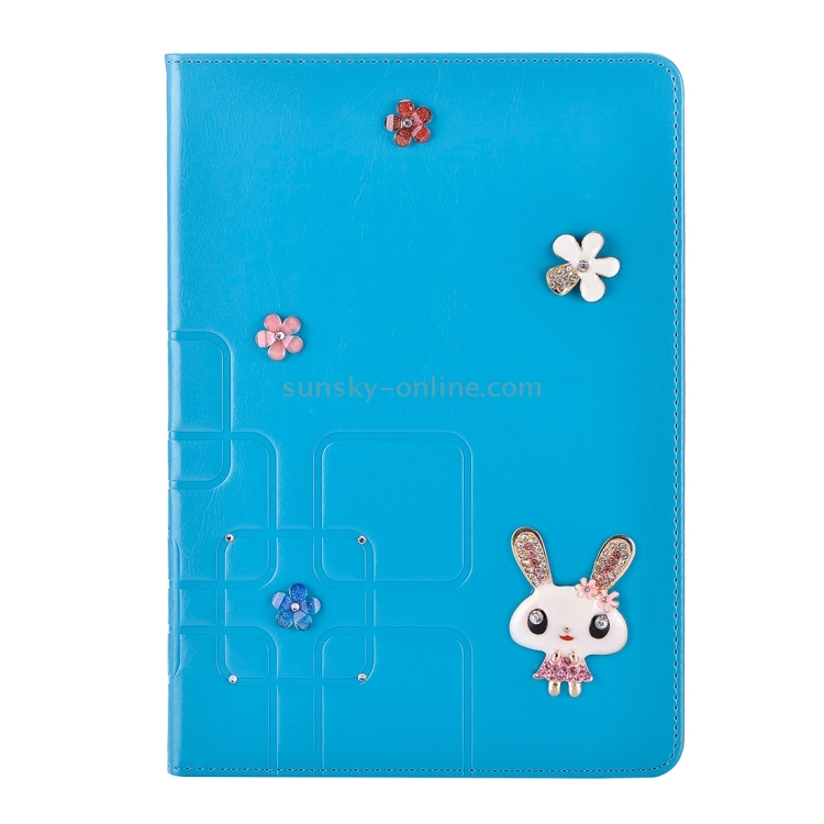 For iPad Pro 12.9 inch Rabbit Pattern Diamond Encrusted Leather Case with Holder & Card Slots(Blue) For iPad Pro 12.9 inch Rabbit Pattern Diamond Encrusted Leather Case with Holder & Card Slots(Blue)