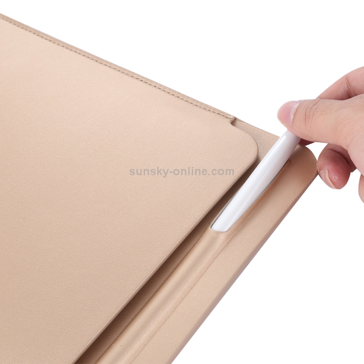 For iPad Pro 12.9 inch Portable Ultra Slim Leather Protective Case Bag with Apple Pencil Stylus Slot Holder(Gold)