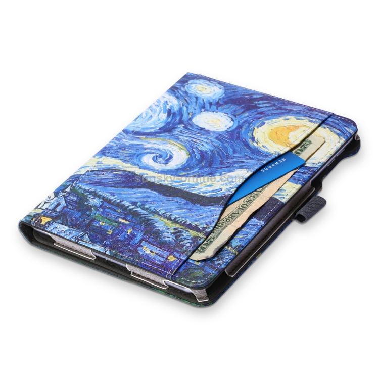 Cowhide Texture Starry Sky Pattern Colored Drawing Horizontal Flip Leather Case for iPad Mini 2019 / Mini 4, with Holder & Sleep / Wake-up Function