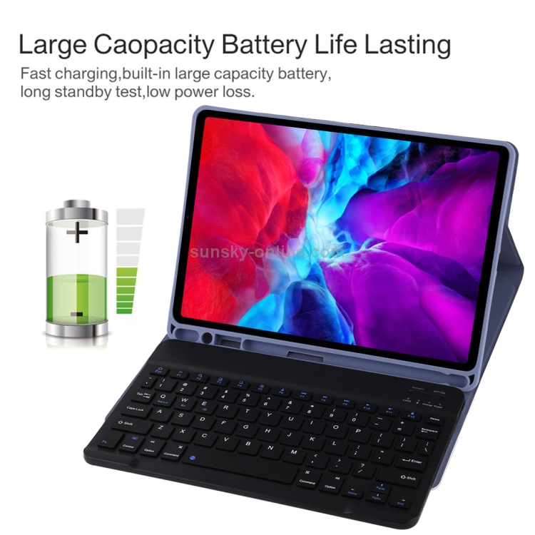 TG11B Detachable Bluetooth Black Keyboard + Microfiber Leather Tablet Case for iPad Pro 11 inch (2020), with Pen Slot & Holder (Purple) TG11B Detachable Bluetooth Black Keyboard + Microfiber Leather Tablet Case for iPad Pro 11 inch (2020), with Pen Slot & Holder (Purple)