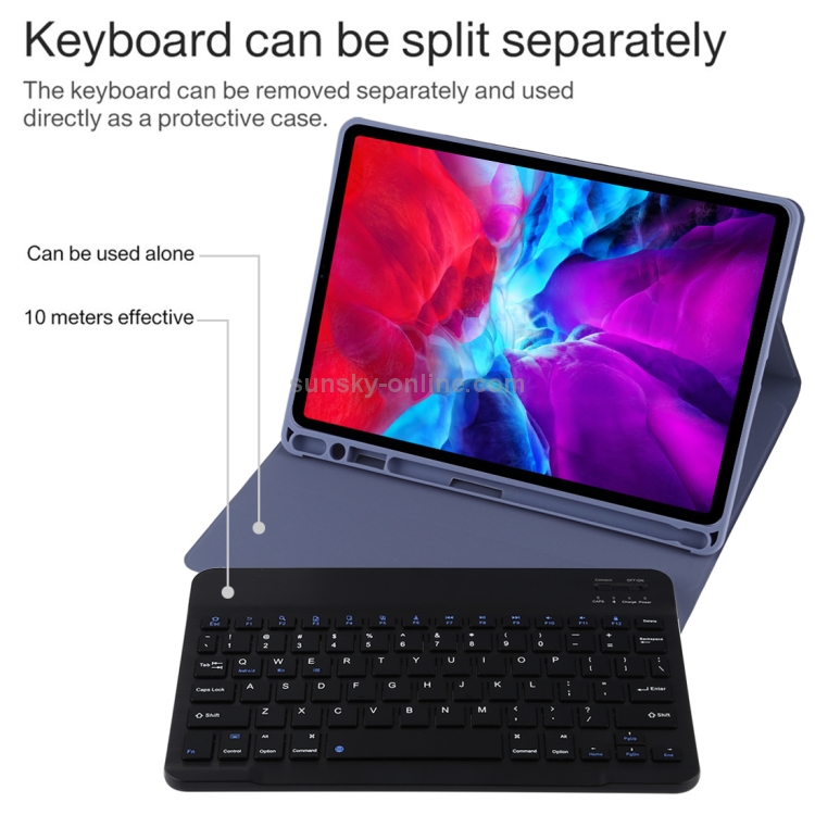 TG11B Detachable Bluetooth Black Keyboard + Microfiber Leather Tablet Case for iPad Pro 11 inch (2020), with Pen Slot & Holder (Purple) TG11B Detachable Bluetooth Black Keyboard + Microfiber Leather Tablet Case for iPad Pro 11 inch (2020), with Pen Slot & Holder (Purple)