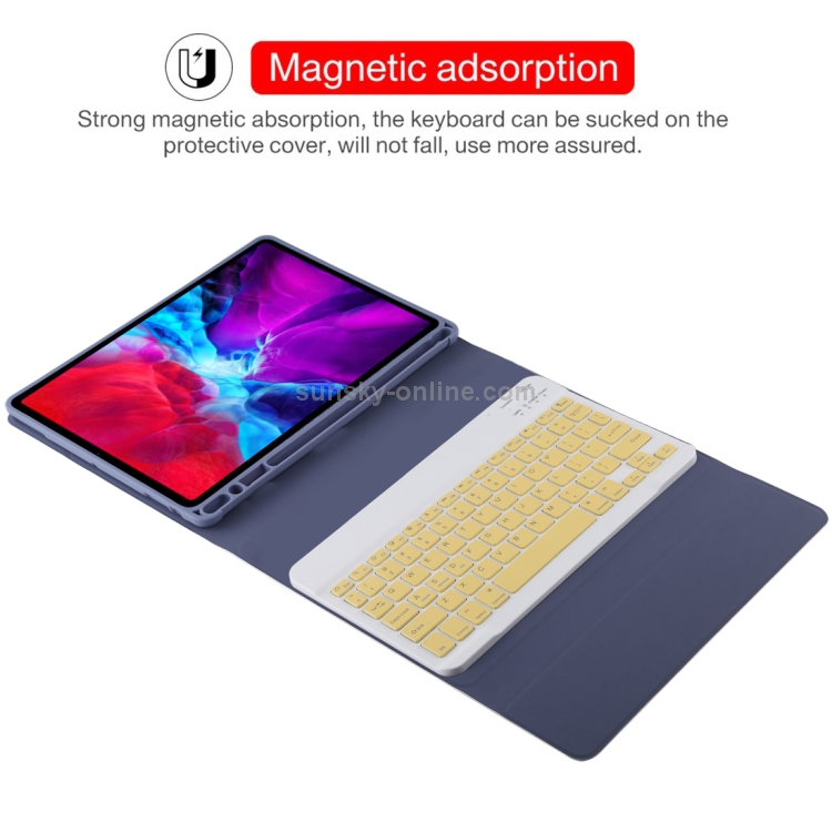 TG11B Detachable Bluetooth Yellow Keyboard + Microfiber Leather Tablet Case for iPad Pro 11 inch (2020), with Pen Slot & Holder (Purple) TG11B Detachable Bluetooth Yellow Keyboard + Microfiber Leather Tablet Case for iPad Pro 11 inch (2020), with Pen Slot & Holder (Purple)
