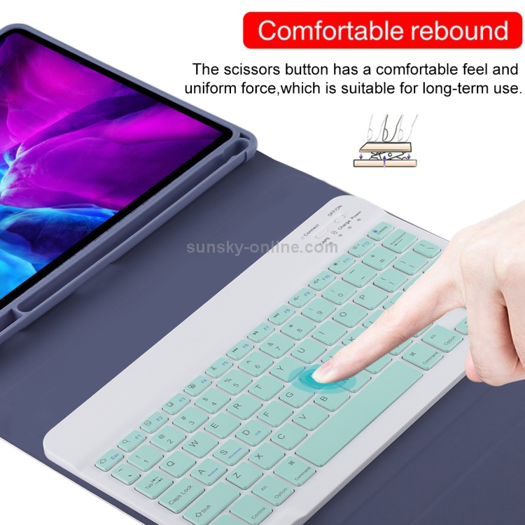 TG11B Detachable Bluetooth Green Keyboard + Microfiber Leather Tablet Case for iPad Pro 11 inch (2020), with Pen Slot & Holder (Purple) TG11B Detachable Bluetooth Green Keyboard + Microfiber Leather Tablet Case for iPad Pro 11 inch (2020), with Pen Slot & Holder (Purple)
